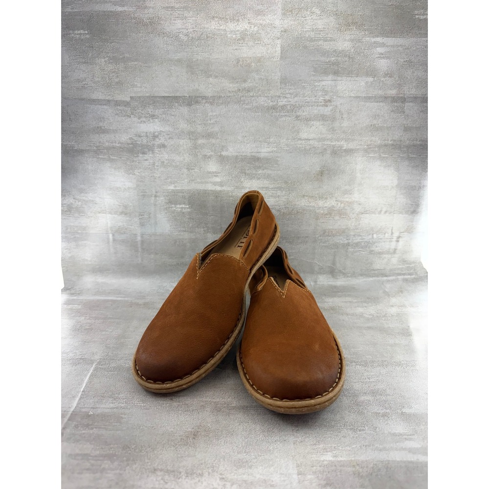 Born Brown Leather V-Cut Slip On Loafers BR0027816 Women Sz US 9 EU 39.5